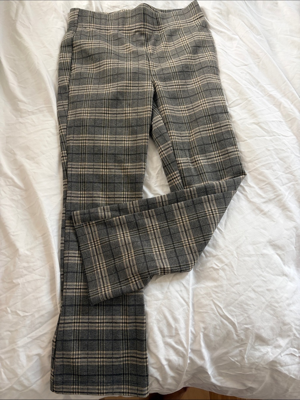 Gray Plaid Slim Trousers